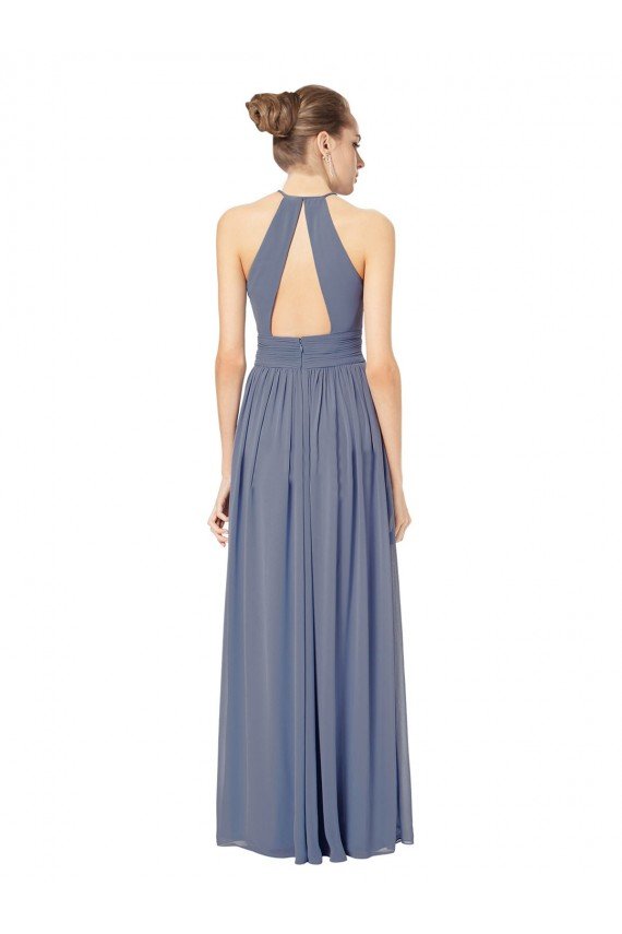 Long Chiffon High-Neck Sleeveless Bridesmaid Dress