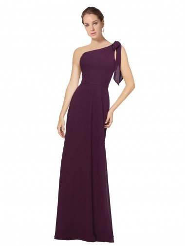Shop One Shoulder Chiffon Bridesmaids Dress with Shoulder Bow London
