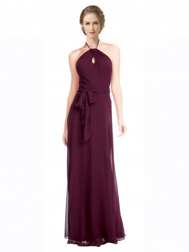 Shop Full Length Chiffon Bridesmaid Dress with Halter Top London
