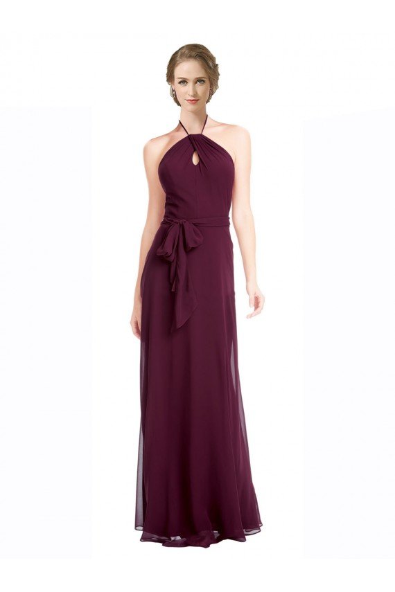 Full Length Chiffon Bridesmaid Dress with Halter Top