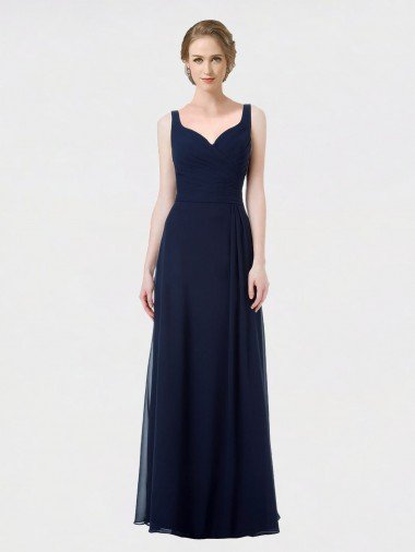 Shop Long Chiffon Bridesmaid Dress with Sweetheart Neckline and Shoulder Straps London