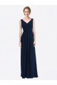 Long Chiffon V-Neck Sleeveless Bridesmaid Dress with Criss-Cross Pleated Bodice