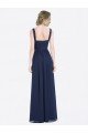 Long Chiffon V-Neck Sleeveless Bridesmaid Dress with Criss-Cross Pleated Bodice