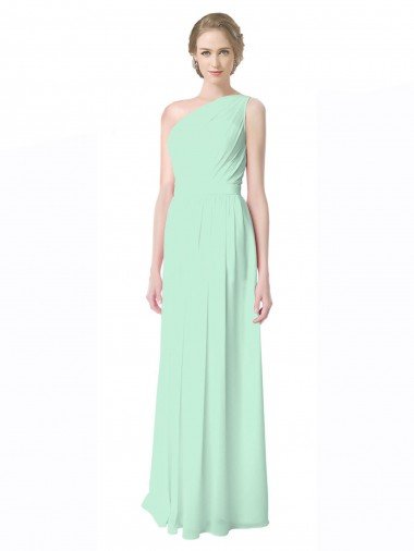 Shop One Shoulder Chiffon Bridesmaid Dress with Asymmetrical Ruched Bodice London