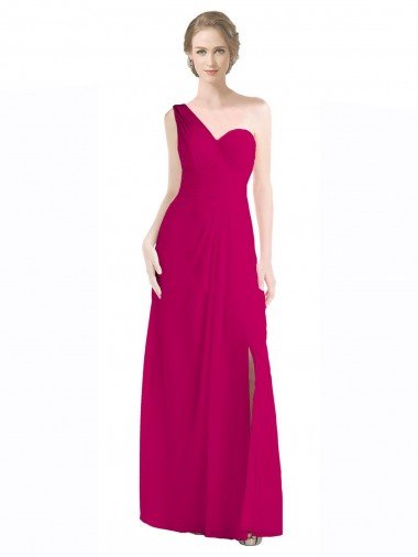 Shop Full Length Chiffon Bridesmaid Dress with One Wide Shoulder Strap London