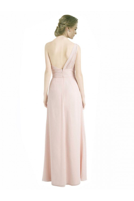 Full Length Chiffon Bridesmaid Dress with One Wide Shoulder Strap