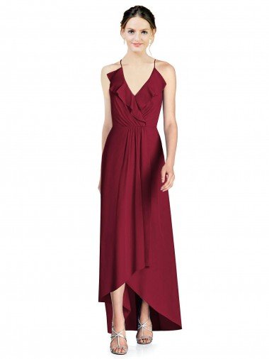 Shop Draped V-Neck High Low Chiffon Bridesmaid Dress London