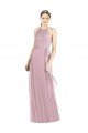 Shirred Halter Neck Long Chiffon Bridesmaid Dress