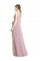 Shirred Halter Neck Long Chiffon Bridesmaid Dress