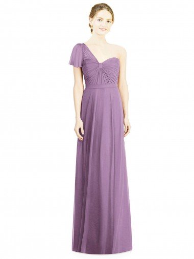 Shop Flutter Sleeves One Shoulder Long Chiffon Bridesmaid Dress London