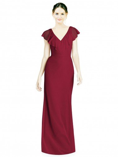 Shop V-Neck V-Back Long Chiffon Bridesmaid Dress London
