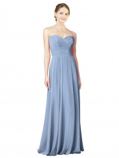 Shop Draped Strapless Sweetheart Full Length Chiffon Bridesmaid Dress London