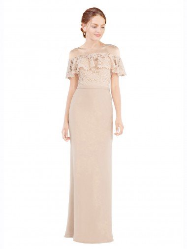 Shop Off the Shoulder Sleeves Sheath Chiffon Bridesmaid Dress / Prom Dress London