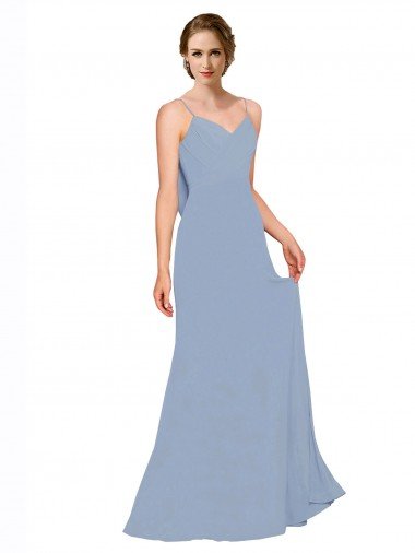 Shop Cowl Back Long Chiffon Slip Bridesmaid Dress with Straps London