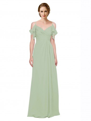 Shop Split Cold Shoulder Draped A-Line Chiffon Bridesmaid Dress London
