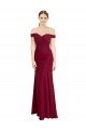 Off the Shoulder Long Chiffon Bridesmaid Dress / Prom Dress with Pleats
