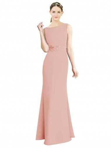 Shop Full Length Long Chiffon Bridesmaid Dress with Pleated Lace Waist London