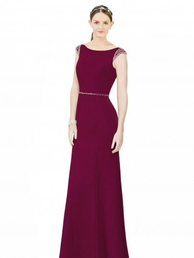 Shop Slim Chiffon Bridesmaid Dress with Embellished Capped Sleeves London