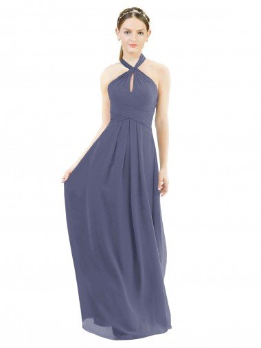 Shop High Halter Neck Chiffon Bridesmaid Dress with Twist-Tie London