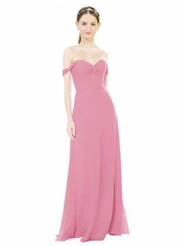 Shop Fitted Sweetheart Bodice Chiffon Bridesmaid Dress with Draped Cap Sleeves London