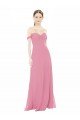 Fitted Sweetheart Bodice Chiffon Bridesmaid Dress with Draped Cap Sleeves