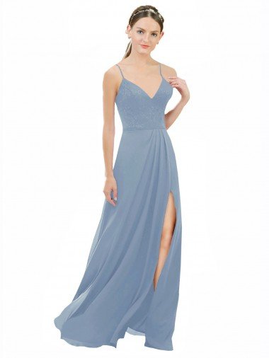 Shop Sexy Chiffon Bridesmaid Dress with V-Neck Lace Bodice London