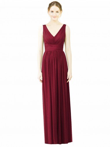 Shop V-Neck Full-Length Sleeveless Low Back Chiffon Bridesmaid Dress London