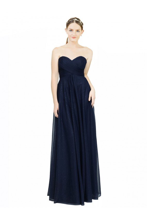 Strapless Sweetheart Long Chiffon Bridesmaid Dress Low Back