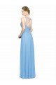 Double Straps Shoulder V-Neck Sheath Chiffon Bridesmaid Dress with Keyhole Back