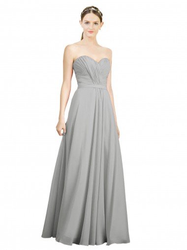 Shop Sweetheart Strapless Draped Long Chiffon Bridesmaid Dress London