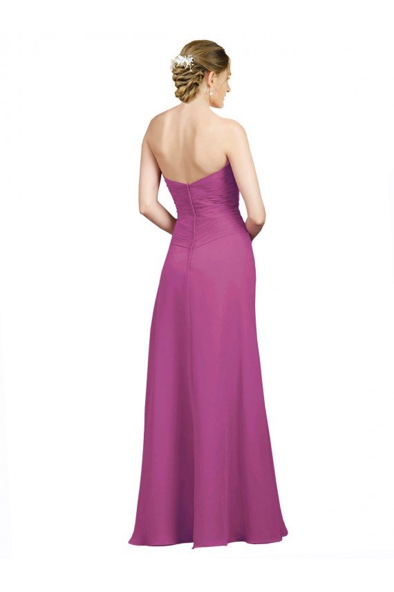 Sweetheart Neckline Pleated Chiffon Bridesmaid Dress with Low Back