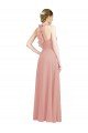 Ruched Sweetheart Halter Neckline Chiffon Bridesmaid Dress with Tie Open Back