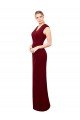 Cap Sleeves Chiffon Bridesmaid Dress / Prom Dress with Pleated V-Neck Bodice