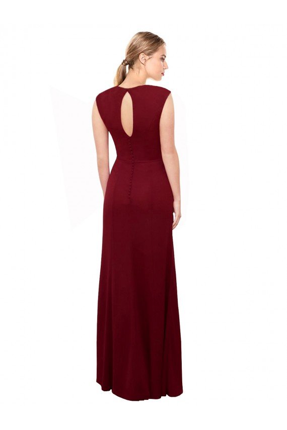 Cap Sleeves Chiffon Bridesmaid Dress / Prom Dress with Pleated V-Neck Bodice