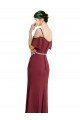 Draped Cold Shoulder Long Chiffon Bridesmaid Dress with Spaghetti Straps