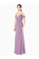 Draped Off the Shoulder Sweetheart Chiffon Bridesmaid Dress with Button Back