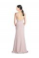 Long Slim Chiffon Bridesmaid Dress with Ruffled Waist and Keyhole