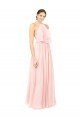 Halter Neck Chiffon Bridesmaid Dress with Double Ruffle Front