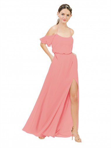 Shop Draped Off the Shoulder Sleeves Chiffon Bridesmaid Dress London