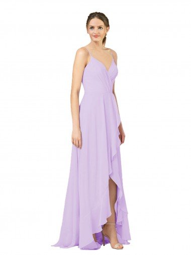 Shop High-Low Chiffon Bridesmaid Dress with Ruffle Detail London