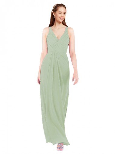 Shop Feminine Chiffon Bridesmaid Dress with Ruching and V-Neckline London