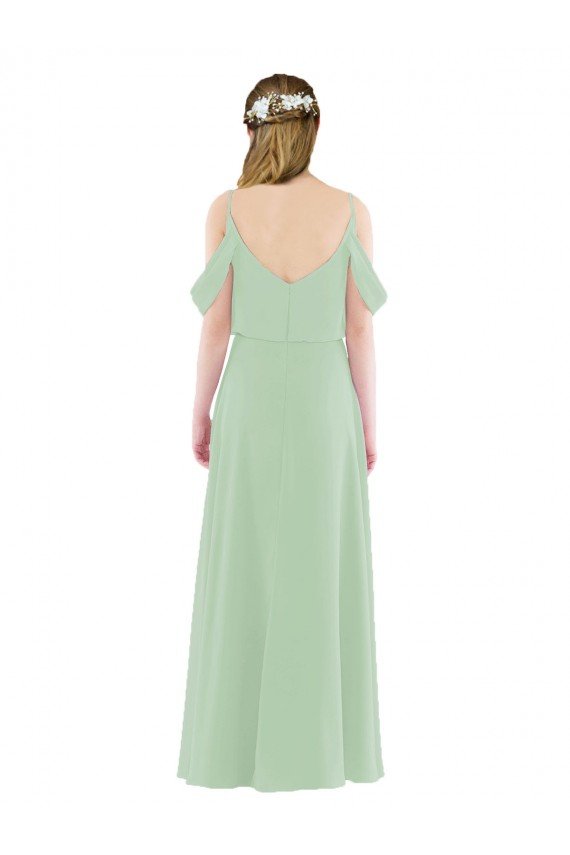 Off-the-Shoulder Long Chiffon Beachy Bridesmaid Dress