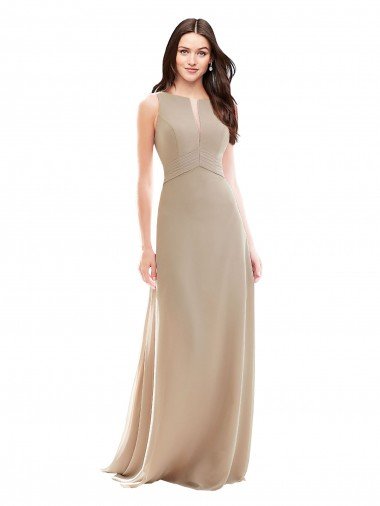 Shop Elegant Bridesmaid with High Neckline and Illusion V-Neck London