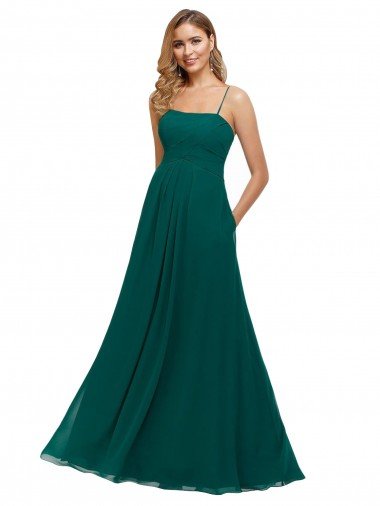 Shop Chiffon Bridesmaid Dress with Pleated Bodice and Straps London
