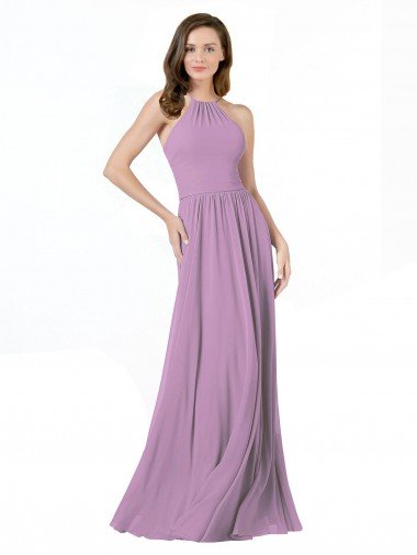Shop High Halter Chiffon Bridesmaid Dress with Ruffle Details Back London