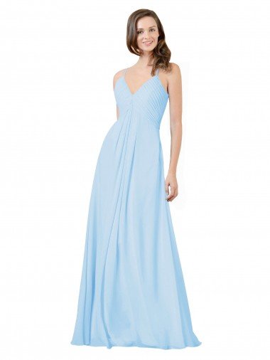 Shop Long V-Neck Chiffon Bridesmaid Dress with Keyhole Back London