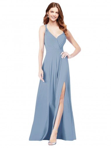 Shop Surplice Bodice A-Line Long Chiffon Bridesmaid Dress London