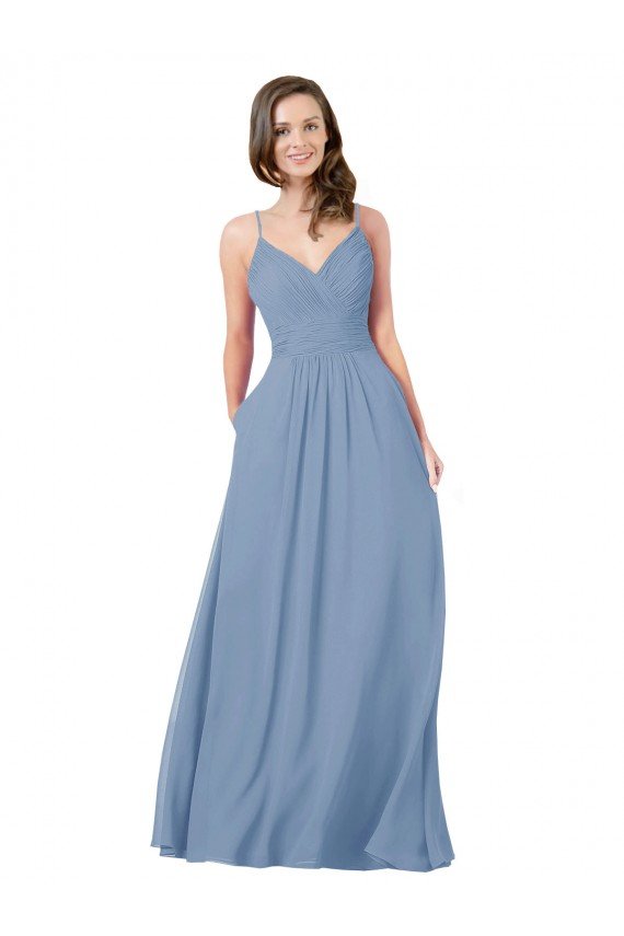 A-Line Ruched V-Neckline Chiffon Bridesmaid Dress