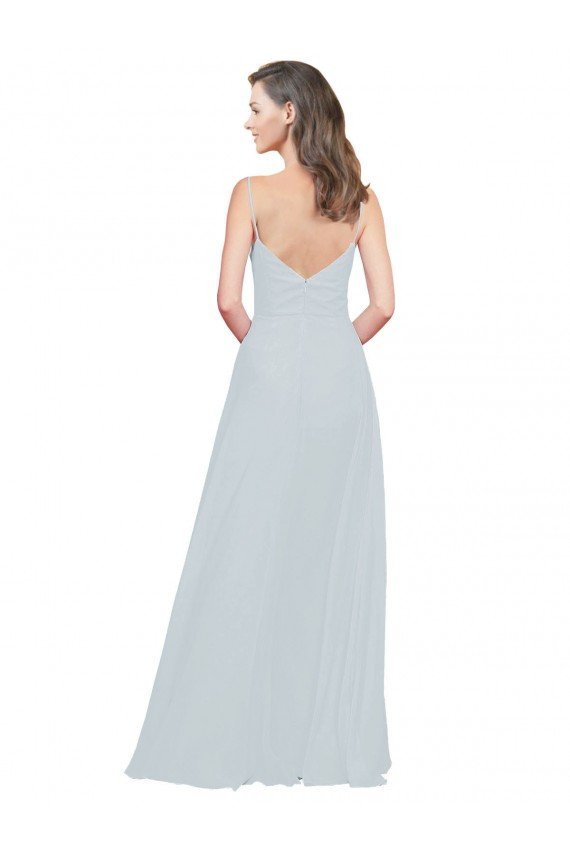 Slim A-Line Chiffon Bridesmaid Dress with Spaghetti Strap Gathered Bodice
