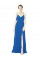 Spaghetti Strap Chiffon Bridesmaids Dress with Asymmetrical Ruffle and Front Slit